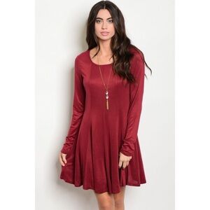 🆕Wine scoop neck tunic skater dress